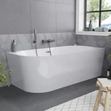 HD Serico 170x80 cm jobbos félszabadonálló akril kád szürke túlfolyóval és click-clack leeresztővel