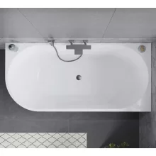 HD Serico 170x80 cm jobbos félszabadonálló akril kád szürke túlfolyóval és click-clack leeresztővel