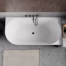 HD Serico 170x80 cm jobbos félszabadonálló akril kád szürke túlfolyóval és click-clack leeresztővel