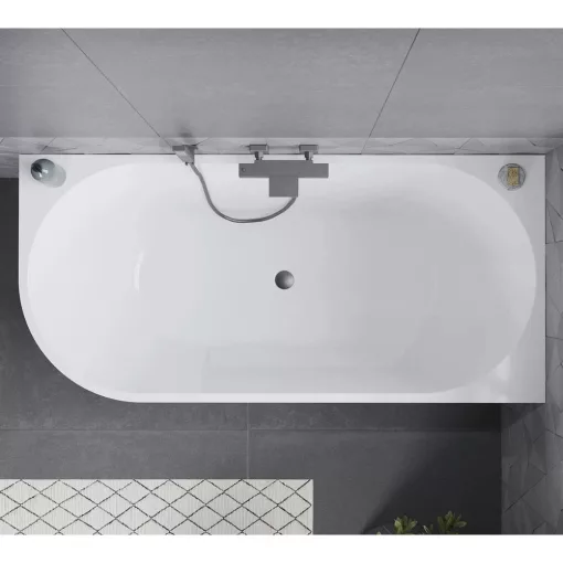 HD Serico 170x80 cm jobbos félszabadonálló akril kád szürke túlfolyóval és click-clack leeresztővel