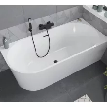 HD Serico 170x80 cm jobbos félszabadonálló akril kád matt fekete túlfolyóval és click-clack leeresztővel