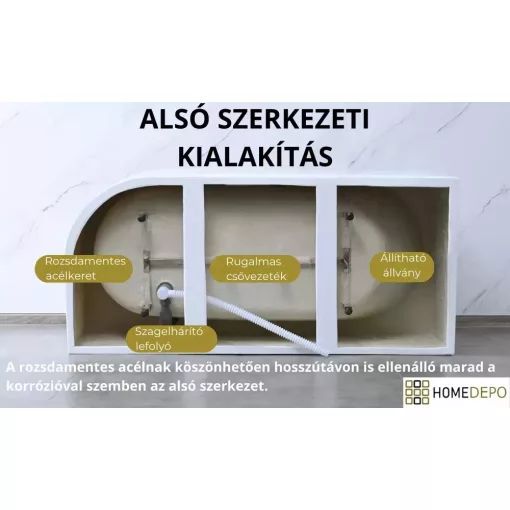 HD Serico 170x80 cm jobbos félszabadonálló akril kád matt fekete túlfolyóval és click-clack leeresztővel