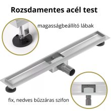 HD Mars 03 Chrome 80 cm hosszú rozsdamentes acél komplett zuhanyfolyóka