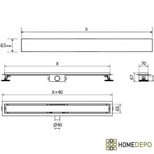 HD Mars 03 Gold 80 cm hosszú rozsdamentes acél komplett arany zuhanyfolyóka