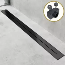 HD Mars+ 03 Black 70 cm hosszú rozsdamentes acél komplett fekete zuhanyfolyóka, kettős bűzzárral