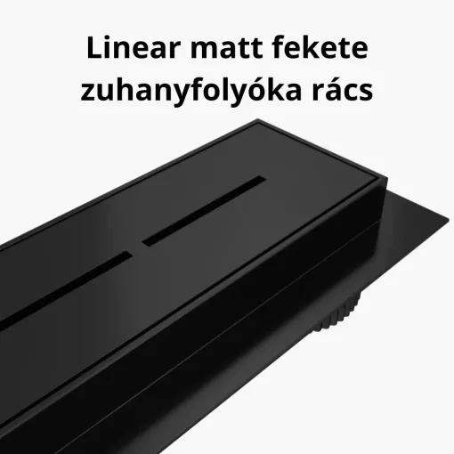 HD Mars+ 03 Black 70 cm hosszú rozsdamentes acél komplett fekete zuhanyfolyóka, kettős bűzzárral