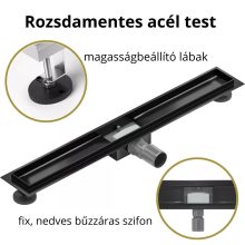 HD Mars 03 Black rozsdamentes acél komplett fekete zuhanyfolyóka