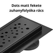 HD Mars+ 04 Black 70 cm hosszú rozsdamentes acél komplett fekete zuhanyfolyóka, kettős bűzzárral