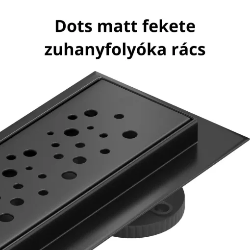 HD Mars+ 04 Black 70 cm hosszú rozsdamentes acél komplett fekete zuhanyfolyóka, kettős bűzzárral