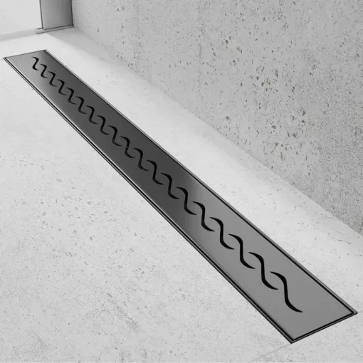 HD Mars+ 05 Black rozsdamentes acél komplett fekete zuhanyfolyóka, kettős bűzzárral