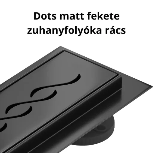 HD Mars+ 05 Black rozsdamentes acél komplett fekete zuhanyfolyóka, kettős bűzzárral