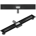 HD Mars+ 05 Black 80 cm hosszú rozsdamentes acél komplett fekete zuhanyfolyóka, kettős bűzzárral