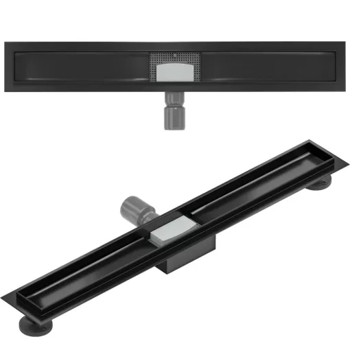 HD Mars 05 Black rozsdamentes acél komplett fekete zuhanyfolyóka