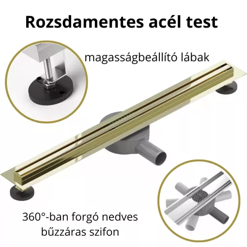 HD Mars Slim 06 Gold rozsdamentes acél komplett arany zuhanyfolyóka