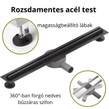 HD Mars Slim 06 Black rozsdamentes acél komplett fekete zuhanyfolyóka