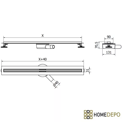 HD Mars Slim 06 Black rozsdamentes acél komplett fekete zuhanyfolyóka