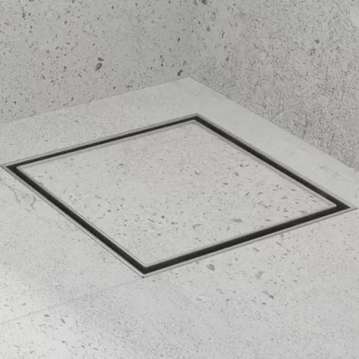 HD Mars+ 07 Chrome 15x15 cm csempézhető rozsdamentes acél komplett zuhanyfolyóka, kettős bűzzárral