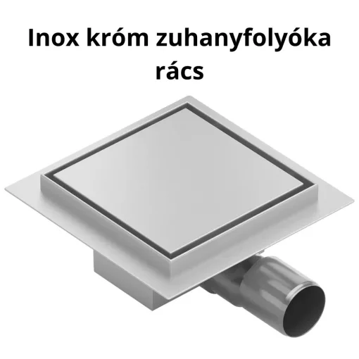 HD Mars+ 07 Chrome 15x15 cm rozsdamentes acél komplett zuhanyfolyóka, kettős bűzzárral