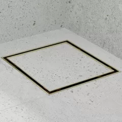   HD Mars 07 Gold 15x15 cm csempézhető rozsdamentes acél komplett arany zuhanyfolyóka