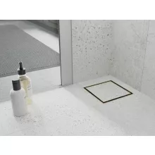 HD Mars 07 Gold 15x15 cm csempézhető rozsdamentes acél komplett arany zuhanyfolyóka