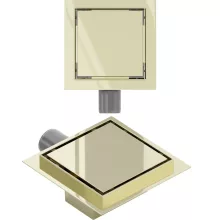 HD Mars 07 Gold 15x15 cm csempézhető rozsdamentes acél komplett arany zuhanyfolyóka