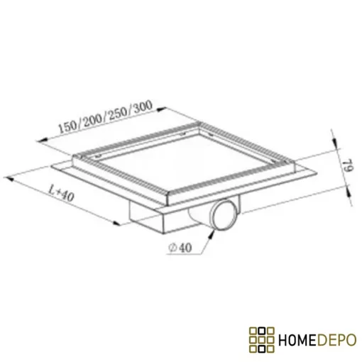 HD Mars 07 Gold 15x15 cm csempézhető rozsdamentes acél komplett arany zuhanyfolyóka