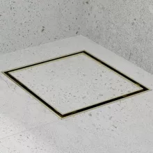 HD Mars+ 07 Gold 15x15 cm csempézhető rozsdamentes acél komplett arany zuhanyfolyóka, kettős bűzzárral