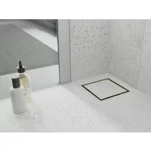 HD Mars+ 07 Gold 15x15 cm csempézhető rozsdamentes acél komplett arany zuhanyfolyóka, kettős bűzzárral