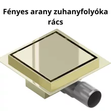 HD Mars+ 07 Gold 15x15 cm csempézhető rozsdamentes acél komplett arany zuhanyfolyóka, kettős bűzzárral