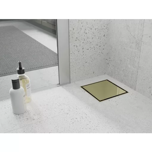 HD Mars 07 Gold 15x15 cm rozsdamentes acél komplett arany zuhanyfolyóka