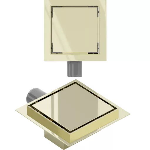 HD Mars 07 Gold 15x15 cm rozsdamentes acél komplett arany zuhanyfolyóka