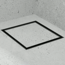 HD Mars 07 Black 15x15 cm csempézhető rozsdamentes acél komplett fekete zuhanyfolyóka