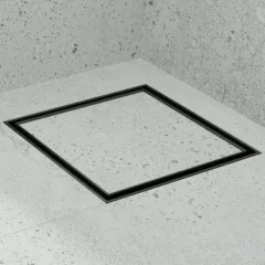   HD Mars 07 Black 15x15 cm csempézhető rozsdamentes acél komplett fekete zuhanyfolyóka