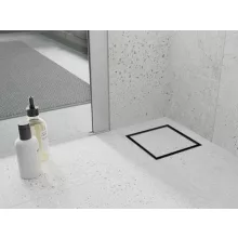 HD Mars 07 Black 15x15 cm csempézhető rozsdamentes acél komplett fekete zuhanyfolyóka