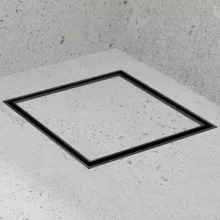 HD Mars+ 07 Black 15x15 cm csempézhető rozsdamentes acél komplett fekete zuhanyfolyóka, kettős bűzzárral