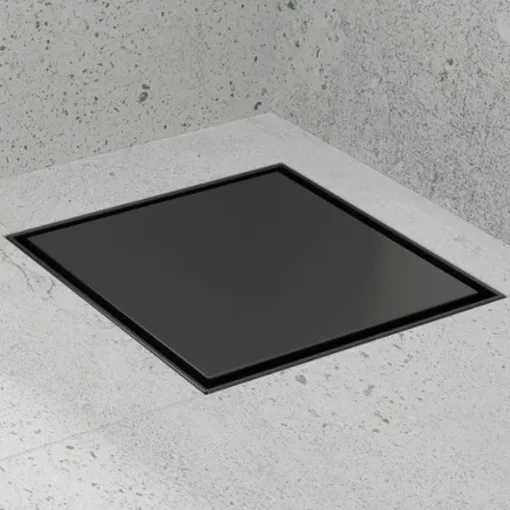HD Mars 07 Black 15x15 cm rozsdamentes acél komplett fekete zuhanyfolyóka