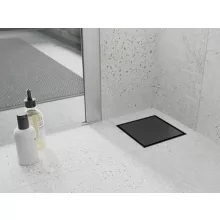 HD Mars 07 Black 15x15 cm rozsdamentes acél komplett fekete zuhanyfolyóka