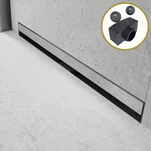 HD Mars+ 08 Chrome 80 cm hosszú csempézhető rozsdamentes acél komplett fali zuhanyfolyóka, kettős bűzzárral