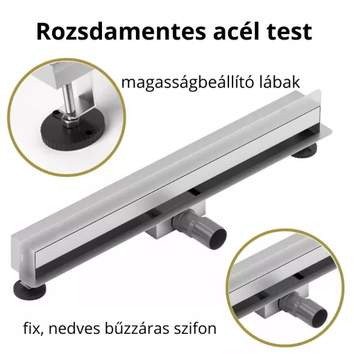 HD Mars 08 Chrome csempézhető rozsdamentes acél komplett fali zuhanyfolyóka