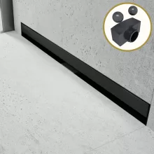 HD Mars+ 08 Black 70 cm hosszú rozsdamentes acél komplett fali zuhanyfolyóka, kettős bűzzárral