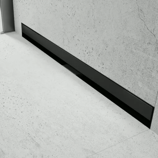 HD Mars+ 08 Black 70 cm hosszú rozsdamentes acél komplett fali zuhanyfolyóka, kettős bűzzárral