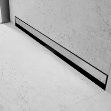 HD Mars+ 08 Black csempézhető rozsdamentes acél komplett fali zuhanyfolyóka, kettős bűzzárral