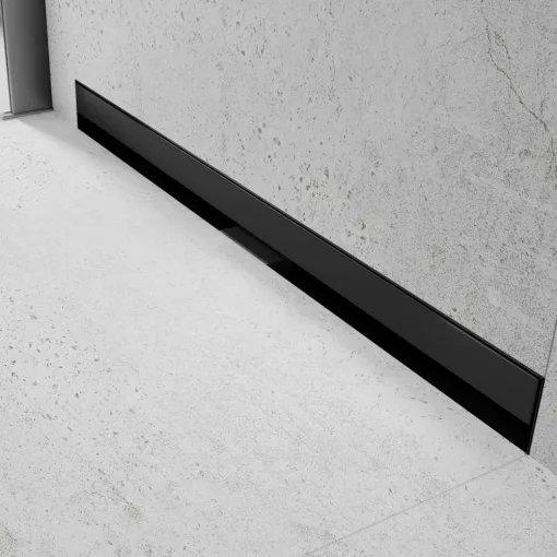 HD Mars 08 Black 80 cm hosszú rozsdamentes acél komplett fali zuhanyfolyóka