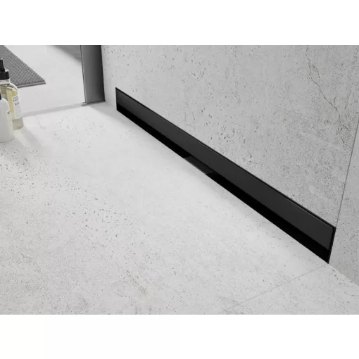 HD Mars 08 Black 80 cm hosszú rozsdamentes acél komplett fali zuhanyfolyóka