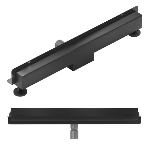 HD Mars 08 Black 80 cm hosszú rozsdamentes acél komplett fali zuhanyfolyóka