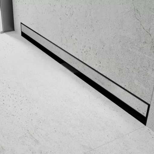 HD Mars 08 Black csempézhető rozsdamentes acél komplett fali zuhanyfolyóka