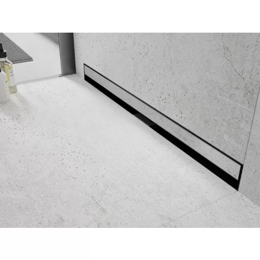 HD Mars 08 Black csempézhető rozsdamentes acél komplett fali zuhanyfolyóka