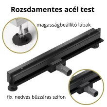 HD Mars 08 Black csempézhető rozsdamentes acél komplett fali zuhanyfolyóka