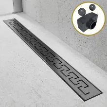 HD Mars+ 09 Black rozsdamentes acél komplett zuhanyfolyóka, kettős bűzzárral