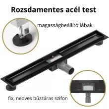 HD Mars 09 Black rozsdamentes acél komplett zuhanyfolyóka